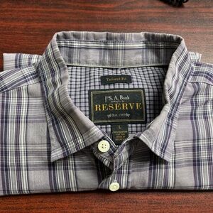 Jos. A. Bank Men's Purple Plaid Button Down Shirt